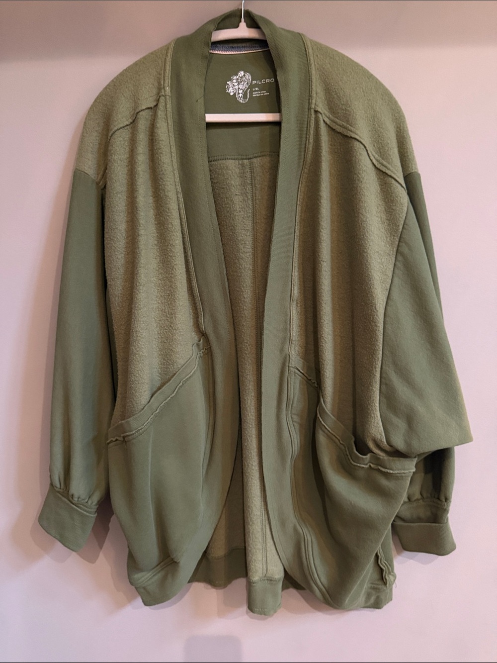 Pilcro Olive-Style Open-Front Teddy Jacket